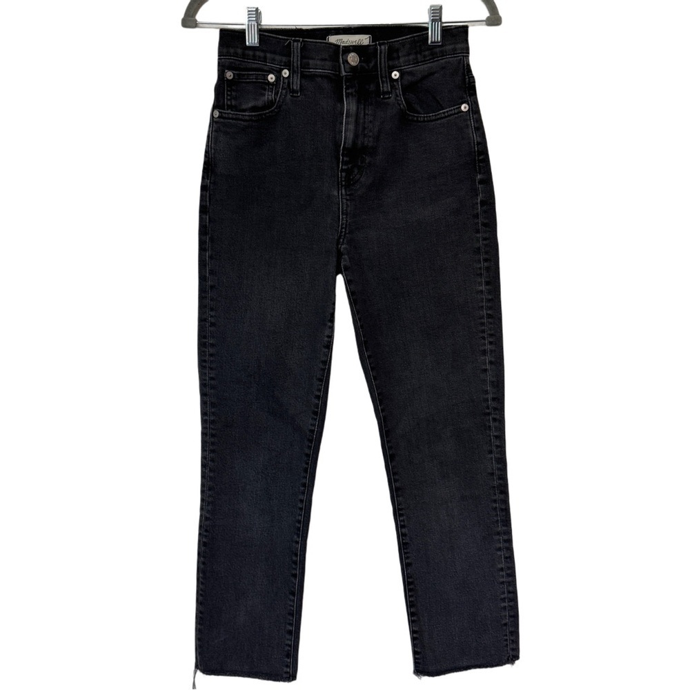 {Madewell} "The High-Rise Slim Boyjean in Lunar Wash" Straight Leg Stretch Denim